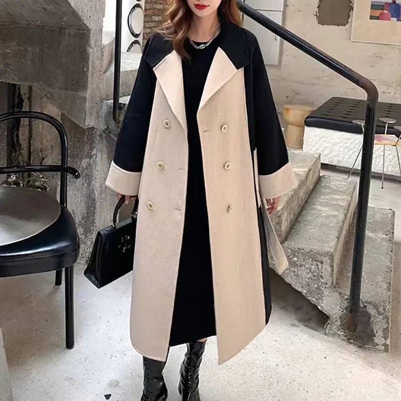 CITSLX Plus Size 2024 Autumn/Winter New Women's Fashionable Versatile Medium-Length Wool Jacket Slimming Elegant Spring/Autumn Overcoat