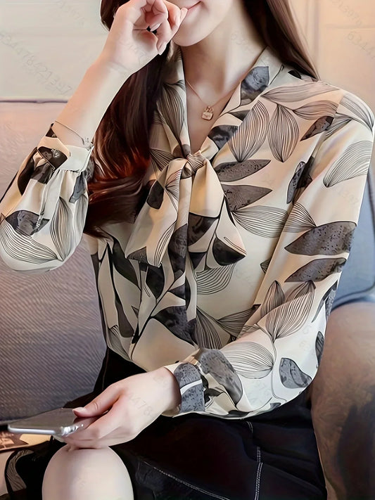 CITSLX Printed shirt women's spring and autumn suit 2024 new temperament elegant bow floral top spring long sleeve shirt women's trend