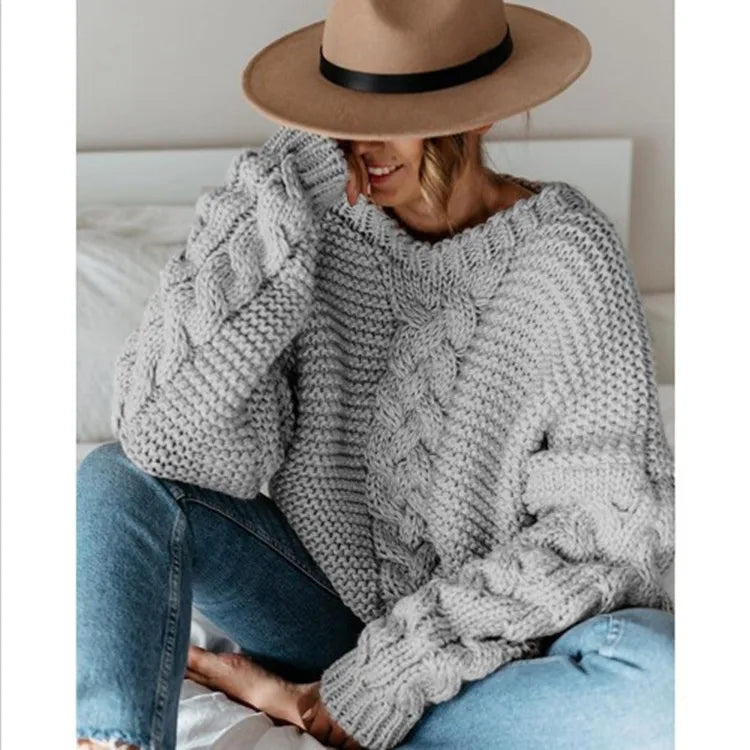 CITSLX Pullovers Women Sweaters Europe Winter Hot Style Pure Color v-neck Twist Loose Sweater Knit Sweaters Women Fashion HHX2008