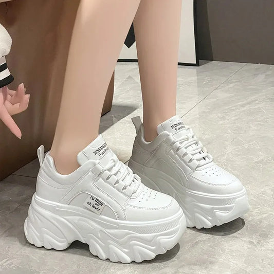 CITSLX Rimocy White Black Chunky Sneakers Women Spring Autumn Thick Bottom Dad Shoes Woman Fashion PU Leather Platform Sneakers Ladies