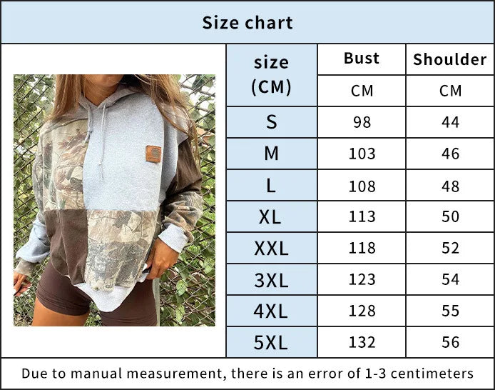 CITSLX Autumn Winter Casual Hoodie 2024 Women's Pattern Patchwork Long Sleeves Hooded Tops Elegant Drawstring Streetwear Pullover