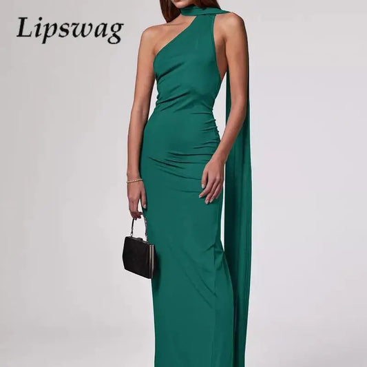 CITSLX Sexy Hip-Wrap Backless Dress Fashion High-Waist Temperament Party Hollow Dress Women Off-Shoulder Neck Mopping Evening Dresses