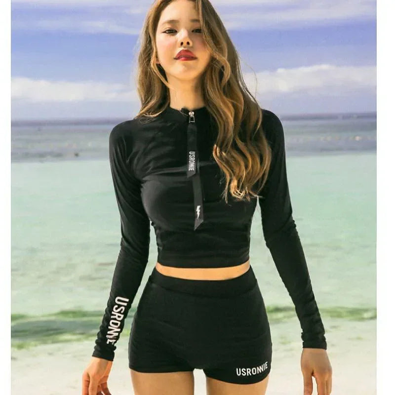 CITSLX Sexy Swimsuit Swimwear Women Two piece Swimsuit For Bathing Suit High Waist Bikini Set Push Up Swimwear Long sleeve Female Swim