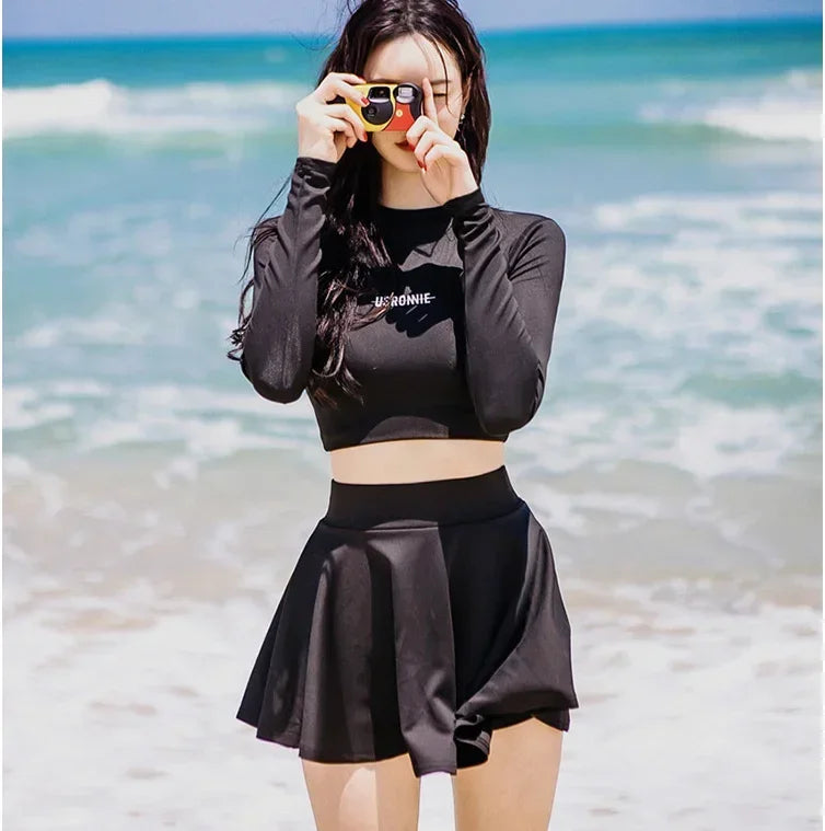 CITSLX Sexy Swimsuit Swimwear Women Two piece Swimsuit For Bathing Suit High Waist Bikini Set Push Up Swimwear Long sleeve Female Swim