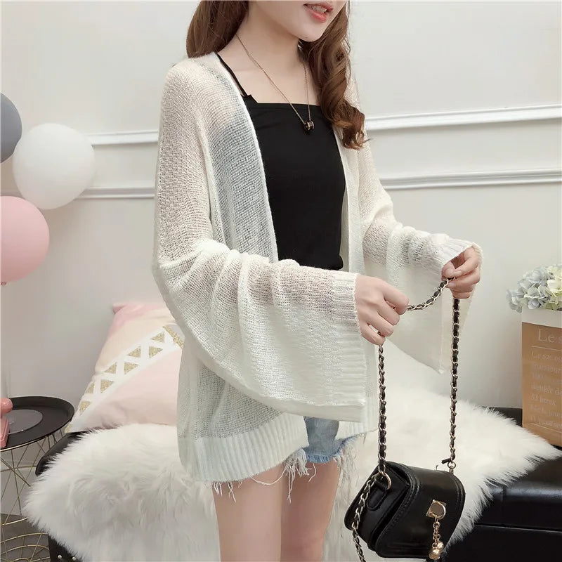 CITSLX Sheer Crochet Knit Cardigan for Women Cover Up Long Sleeve Open Front Sweater Casual Knitwear Beach Outfit