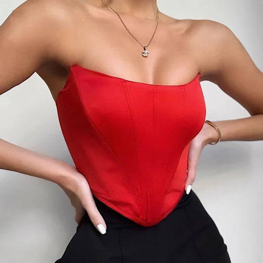 CITSLX Sleeveless Off Shoulder Velvet Fashion Sexy Corset Crop Tops Vest Female Underwear Backless Bustier Top Solid