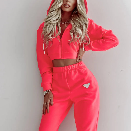 CITSLX Solid Color Spring Autumn Hooded Pullover Pants Women's Urban Leisure Pocket Long Sleeve Hoodie Set Pant Sets Trousers Sets