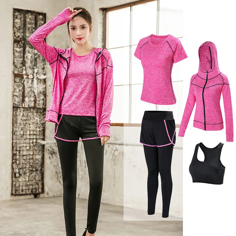 CITSLX Sports 5pcs Running Set Women Sports Suit Yoga Tights Quick Dry Jogging Sportswear Workout Gym Fitness Running Tracksuit Clothes