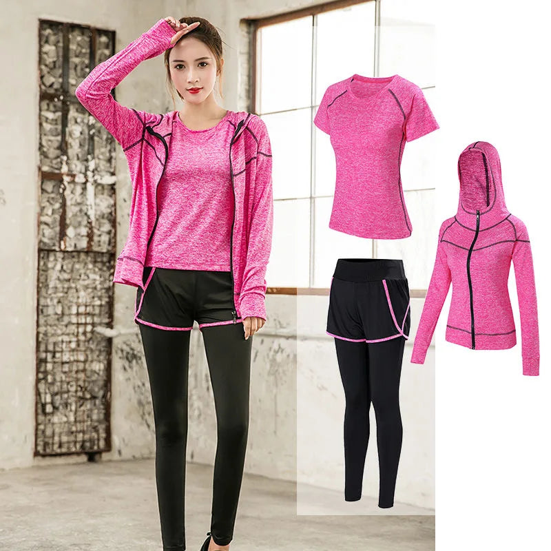 CITSLX Sports 5pcs Running Set Women Sports Suit Yoga Tights Quick Dry Jogging Sportswear Workout Gym Fitness Running Tracksuit Clothes