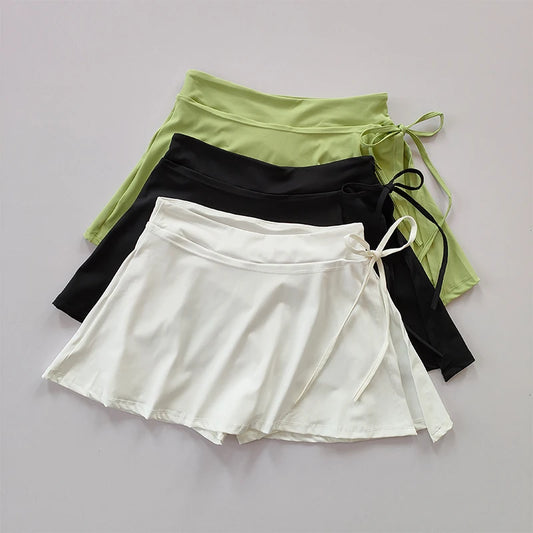 CITSLX Sports Yoga Skirt Badminton Tennis Skirt Pants Half-body Quick Drying Pocket Skirt Side Split Strap Skirt Pants For Outwear