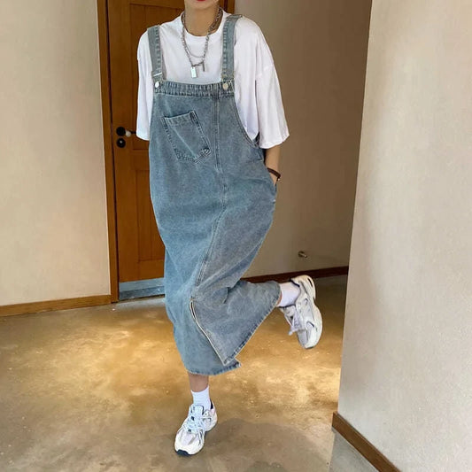 CITSLX Spring Summer Denim Overall Dress Women Sleeveless Jeans Dresses Fashion Female Solid Slip Casual Loose Spaghetti Strap Dresses