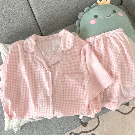 CITSLX Summer Ladies New Pajamas Homewear Two Sets of Girls Cloud Cotton Short-Sleeved Shorts Pajamas Homewear Sweet Wind Homewear