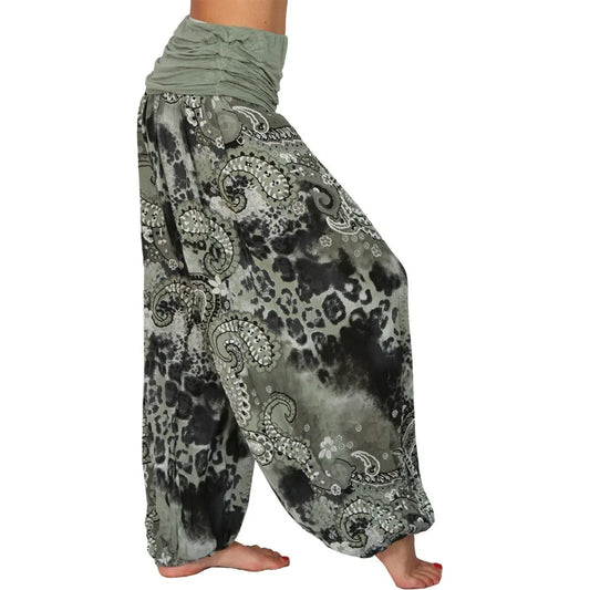 CITSLX Summer Women's Elastic Waist Tie-Dye Haren Pants Digital Printing Long Wide Leg Pants Casual Pants Haren Pants