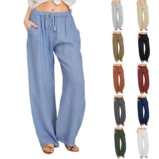 CITSLX Summer and Autumn New Casual Women's Wear in Europe, America, and Europe Large Loose Cotton Hemp Casual Pants