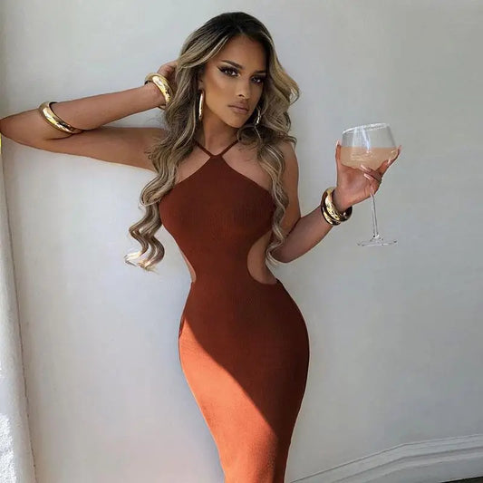 CITSLX Summer sexy backless strappy halter bag hip slim chic and elegant woman Party dresses maxi dress y2k clothes beach casual robe