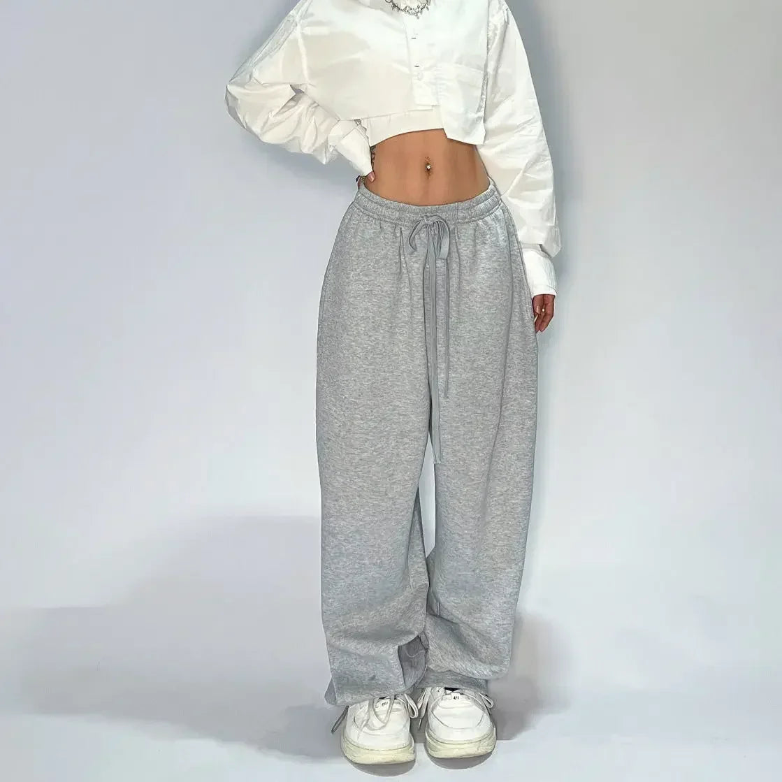 CITSLX Sweatpants Casual and Comfy Grey Parachute for Women with Starchy Waist Loose Fit