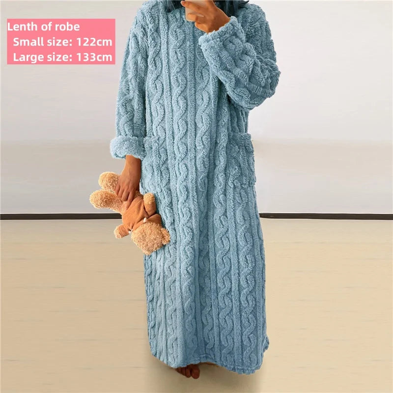 CITSLX Sweet Matching Women's Dress Oversize Loose Flannel Pajamas O-Neck Long Sleeve Sleepwear Korean Casual Solid Homewear Chic Robe