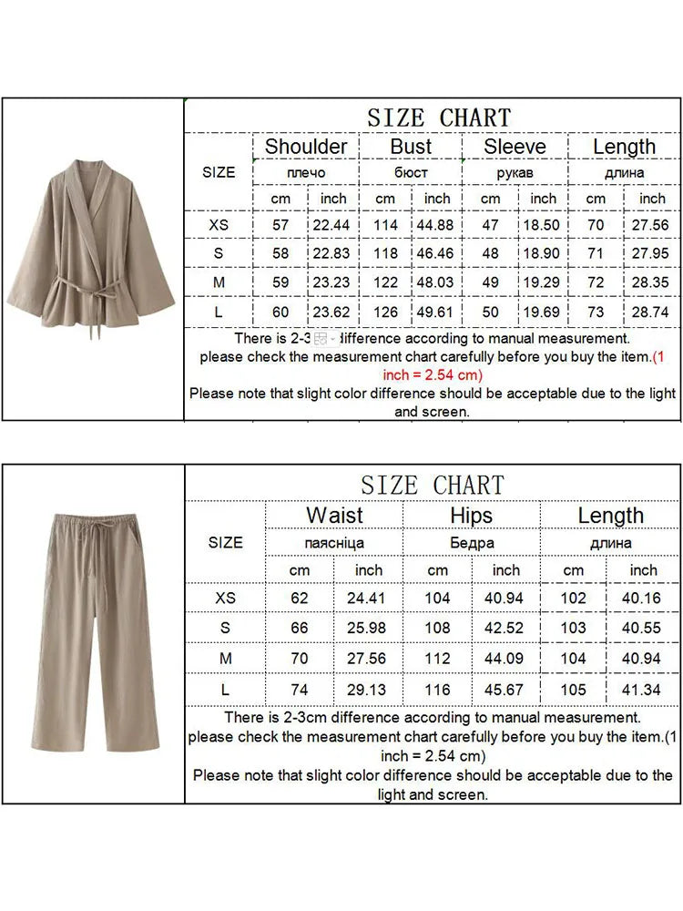 CITSLX TRAF Simple Lace Up Pajama Style Pants Sets For Women 2 Pieces New Fashion Shirts Top Women's Suit Two Piece Set Women Outfit