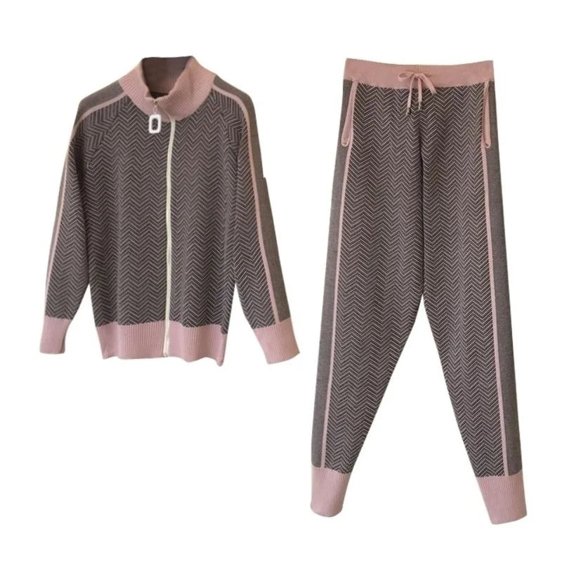 CITSLX Tracksuit Women Zipper Knitted Cardigans Sweaters + Pants Sets Ladies Fashion  Casual 2 Piece Costumes Outfit Y476