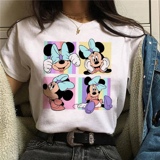 CITSLX Tshirt Mickey 90s Y2k Minnie Mouse Hat Print T-shirt Women Fashion T Shirt Female Clothes Kawaii Disney T Shirt