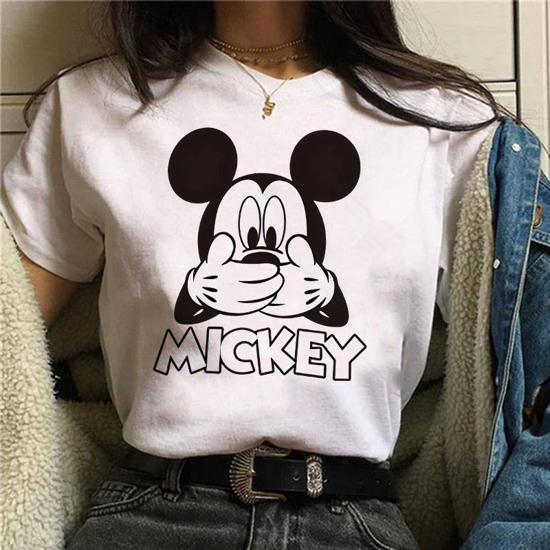 CITSLX Tshirt Mickey 90s Y2k Minnie Mouse Hat Print T-shirt Women Fashion T Shirt Female Clothes Kawaii Disney T Shirt