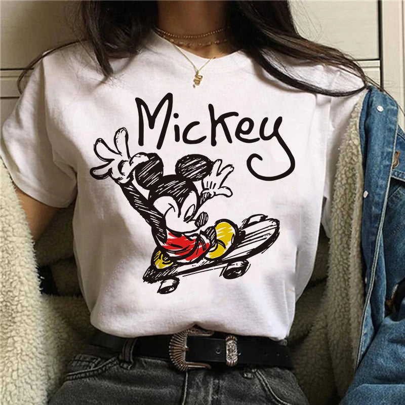 CITSLX Tshirt Mickey 90s Y2k Minnie Mouse Hat Print T-shirt Women Fashion T Shirt Female Clothes Kawaii Disney T Shirt