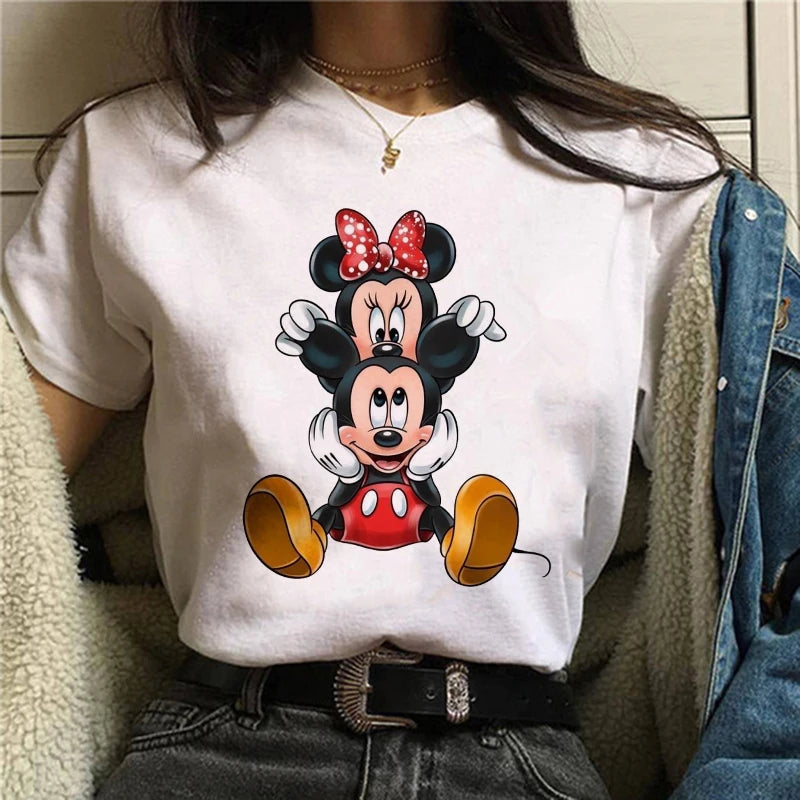 CITSLX Tshirt Mickey 90s Y2k Minnie Mouse Hat Print T-shirt Women Fashion T Shirt Female Clothes Kawaii Disney T Shirt