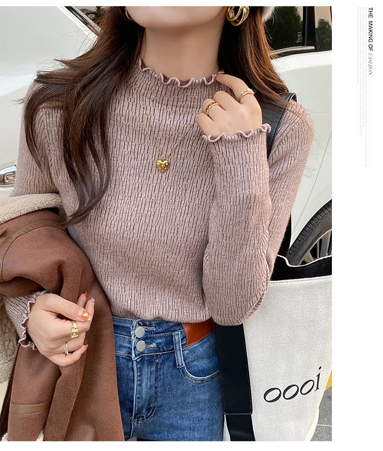 CITSLX Turtlneck Winter Sweater For Women Thicken Slim Soft Knitted Tops Plus Velvet Long Sleeve Pullover Casual Warm Malhas Jerseys