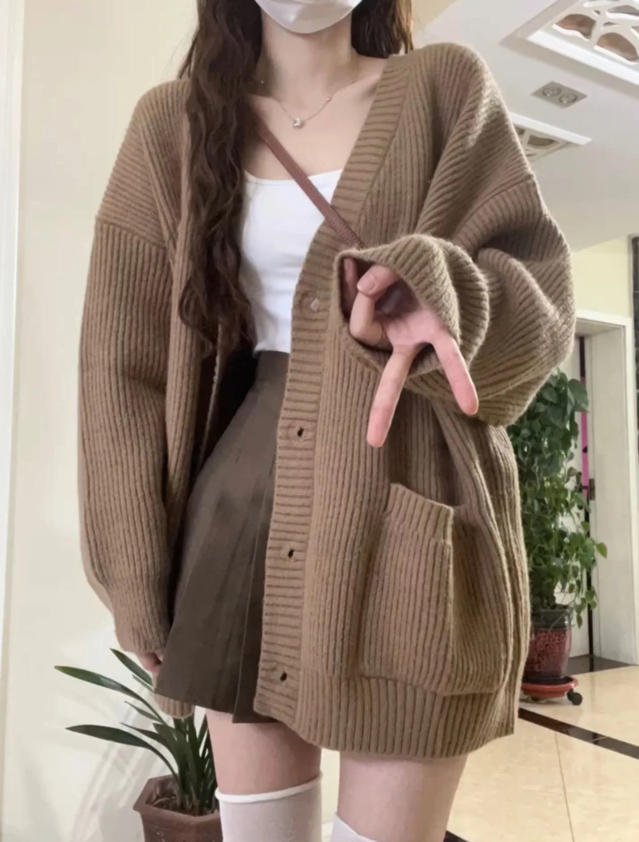 CITSLX V-neck Single Breasted Sweater Cardigan Women's Coat Spring Autumn Korean Loose Knit Top Women Clothing