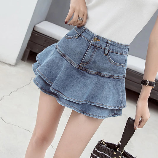 CITSLX Vintage Denim Mini Skirts Women Summer Sexy Solid Colour Ball Gown Skirts Jeans Female Casual Pocket Slim A-line Mini Skirts