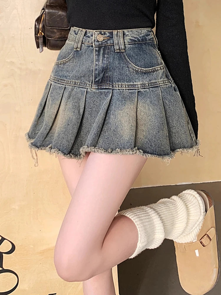 CITSLX Vintage Sexy Chicly High Waist Slim Casual A-line Women Skirts Spring New Basic Zipper Button Fashion XS-XL Female Denim Skirts