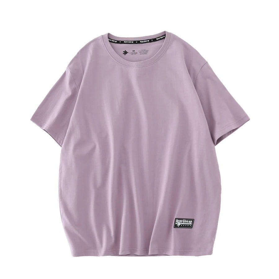 CITSLX WAVLATII Women New Cotton T shirts Female 210 GSM Purple Solid Fashion Casual Oversized Short Sleeve Tees Tops for Summer WT2470