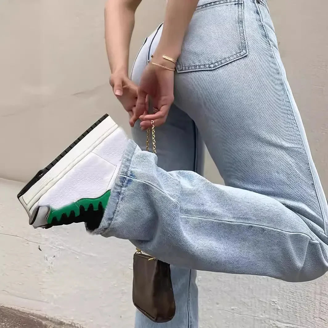 CITSLX Wash Jeans Denim Women Straight Pants Pockets High Waist Ankle Length Loose Distressed Solid Casual Basics Vintage 2024