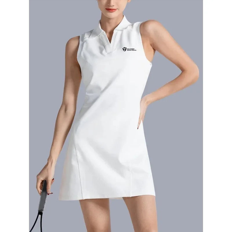 CITSLX White POLO Dress Skirt Women's Golf Wear Sport Tennis Outfit Beach Badminton Clothing Outdoor Activities Tracksuit Girl 2024 New