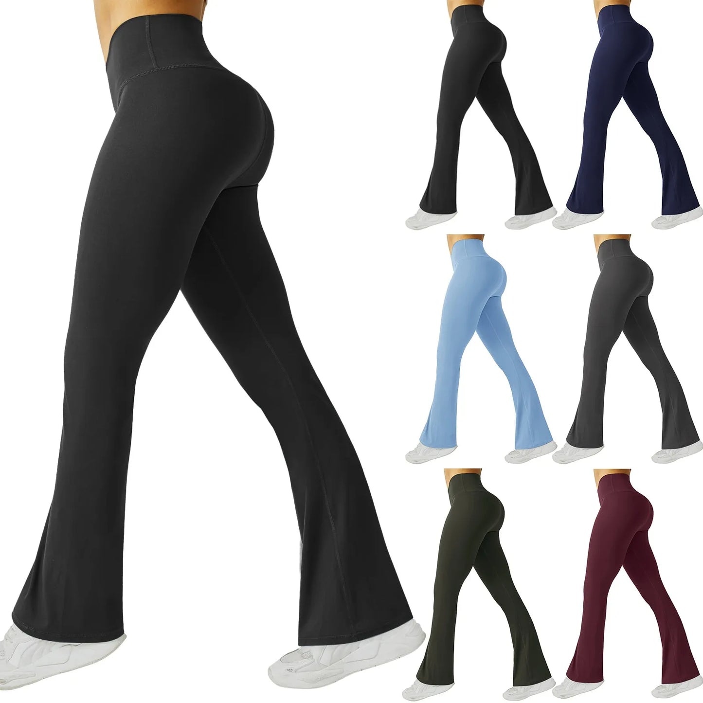 CITSLX Wide Leg Yoga Pants Womens' V Waist Flared Leggings High Waist Bootcut Workout Pant Stylish Autumn Bell Bottom Trousers Ladies