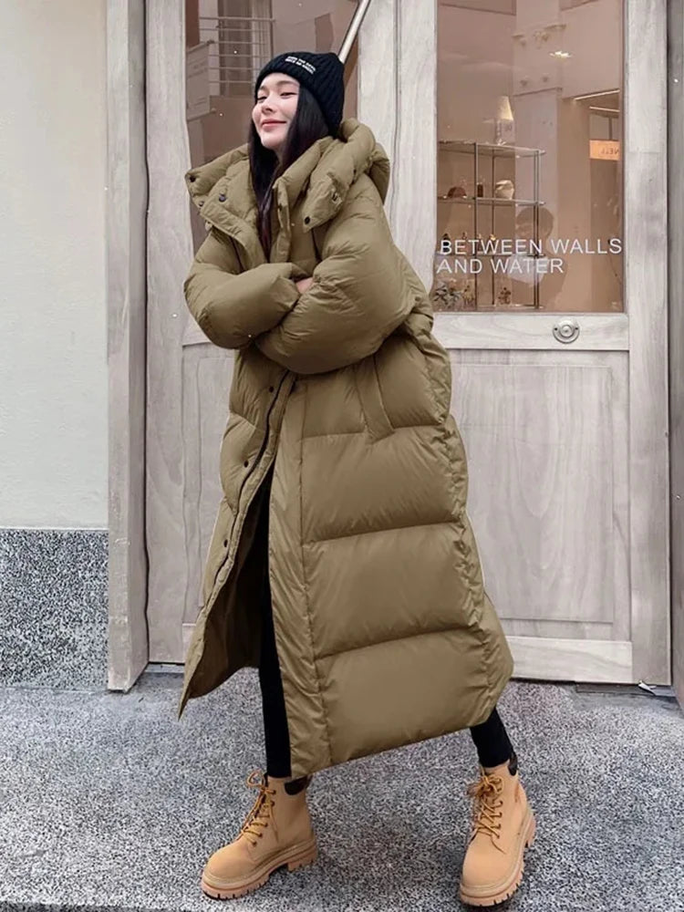 CITSLX Winter Hooded Warm Pink Long Parkas Chaqueta  Korea Cotton Padded Windproof Parcas Overcoat  Casual Snow Wear New Women Jaquetas