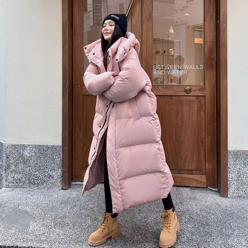 CITSLX Winter Hooded Warm Pink Long Parkas Chaqueta  Korea Cotton Padded Windproof Parcas Overcoat  Casual Snow Wear New Women Jaquetas