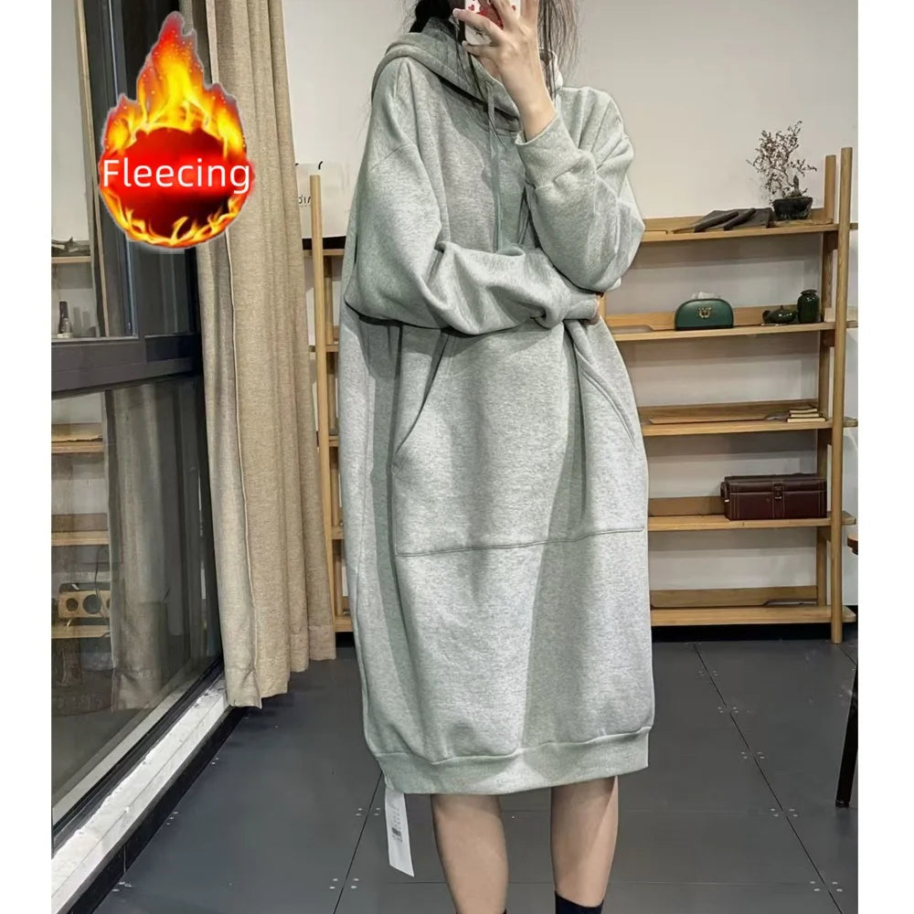 CITSLX Winter New In Hoodies & Sweatshirts Plus Size Pullover Loose Long Sleeve Dress Oversize Thick Warm Women's Hoodies Streetwear