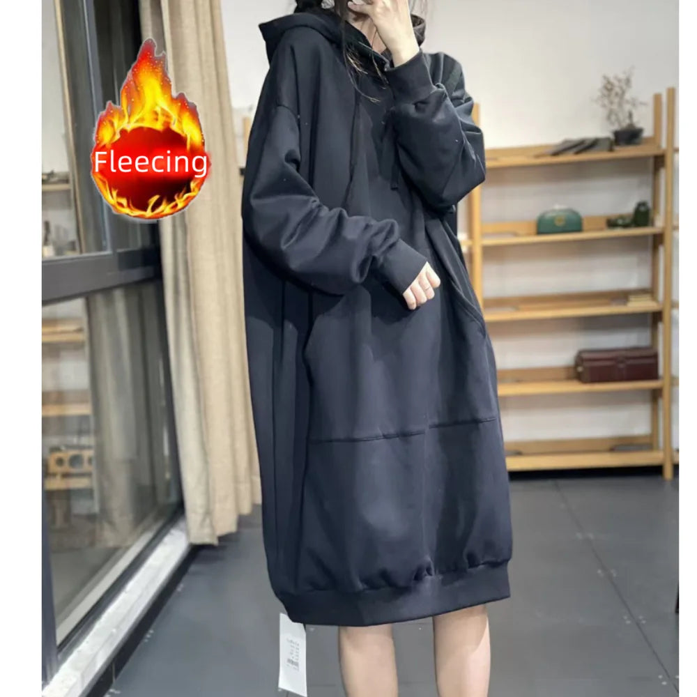 CITSLX Winter New In Hoodies & Sweatshirts Plus Size Pullover Loose Long Sleeve Dress Oversize Thick Warm Women's Hoodies Streetwear