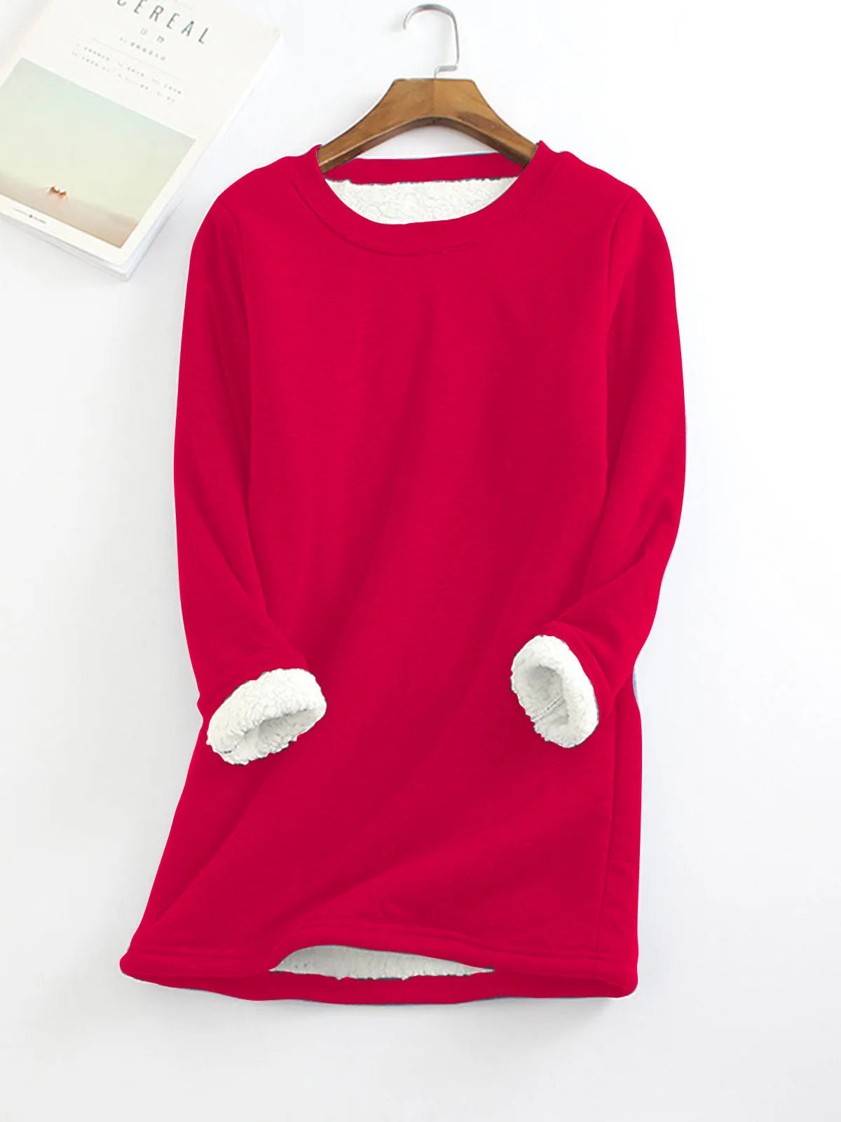 CITSLX Winter Women Thick Fleece Sweatshirt Velvet Warm Solid O-neck Underwear Blouse Tops