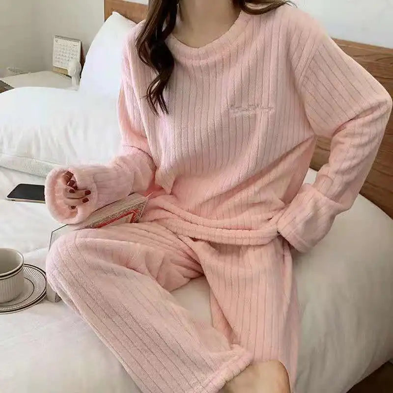 CITSLX Winter Women's New Pajamas Homewear Suit Women's Fall and Winter Warm Clothes Coral Velvet Leisure Pajamas Padded Homewear