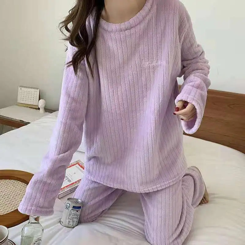 CITSLX Winter Women's New Pajamas Homewear Suit Women's Fall and Winter Warm Clothes Coral Velvet Leisure Pajamas Padded Homewear