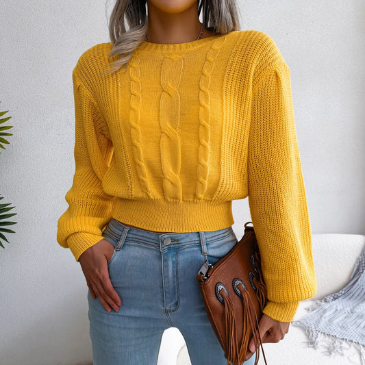 CITSLX Women Casual Lantern Long Sleeve Slim Waist Knitted Sweater Pullovers For Autumn Winter 2025