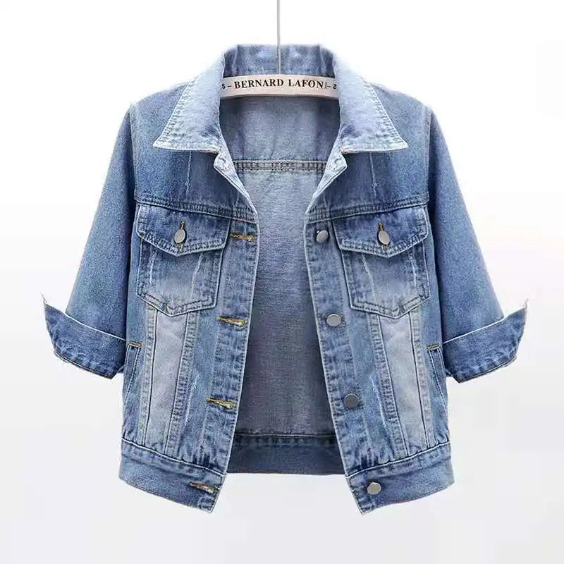 CITSLX Women Denim Jacket Spring Autumn Short Coat Pink Jean Jackets Casual Tops Purple Yellow Purple Blue Loose Tops Lady Outerwear