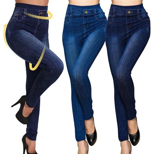 CITSLX Women Denim Leggings Fashion Slim Leggings Faux Jeans Leggings Stretch Leggins Pants Summer Breeches Multiple Sizes