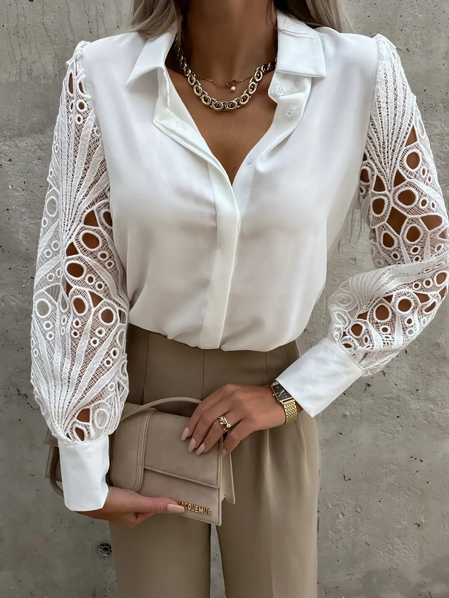 CITSLX Women Elegant Solid Chiffon Blouse Spring Summer Casual Long Sleeve V Neck Loose Shirt Office Lady Tunics Oversized Tops2024