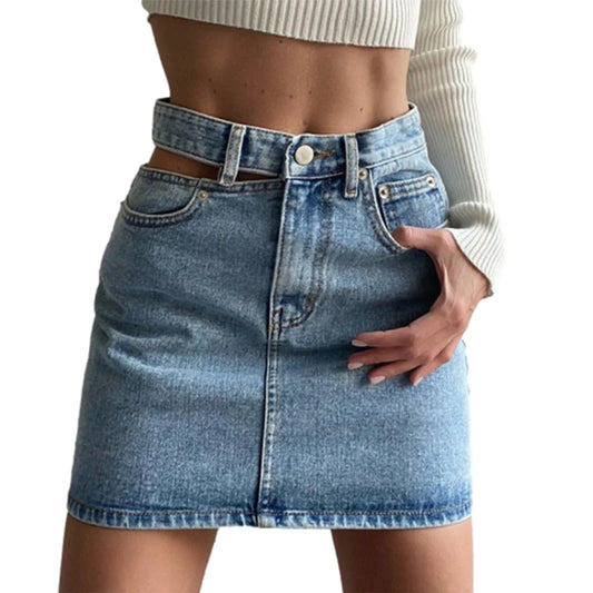 CITSLX Women Fashion New Split High Waist Denim Skirt Summer Comfortable Daily Wrap Hip Half-body Dress Female Casual Trend Streetwear