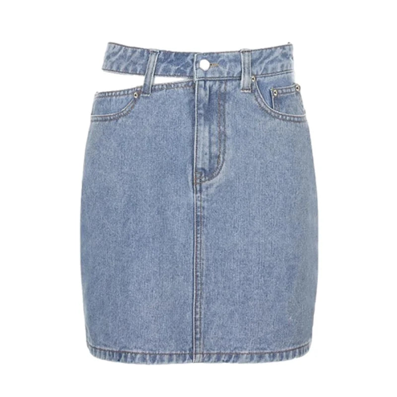 CITSLX Women Fashion New Split High Waist Denim Skirt Summer Comfortable Daily Wrap Hip Half-body Dress Female Casual Trend Streetwear