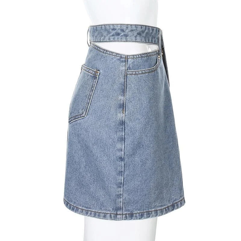 CITSLX Women Fashion New Split High Waist Denim Skirt Summer Comfortable Daily Wrap Hip Half-body Dress Female Casual Trend Streetwear