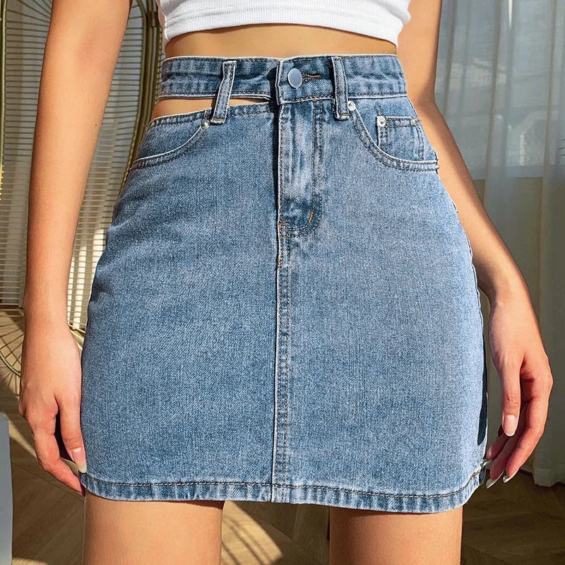 CITSLX Women Fashion New Split High Waist Denim Skirt Summer Comfortable Daily Wrap Hip Half-body Dress Female Casual Trend Streetwear